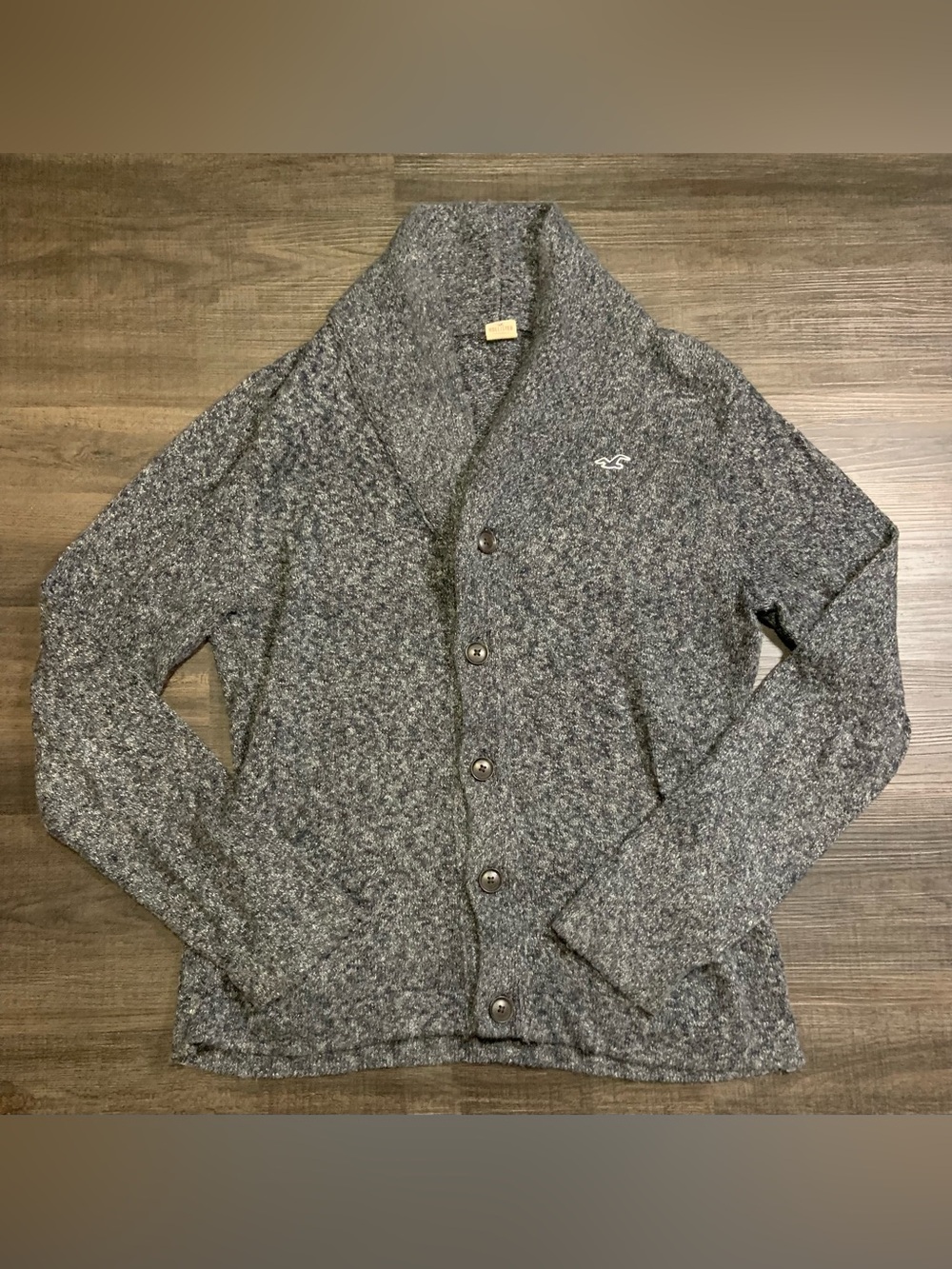 Hollister Men's Heather Gray Shawl Collar Button Cardigan